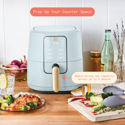 Beautiful 3 Qt Air Fryer with TurboCrisp Technology, Limited Edition Merlot by Drew Barrymore